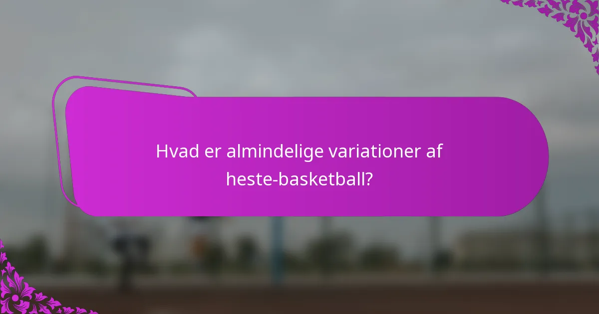 Hvad er almindelige variationer af heste-basketball?