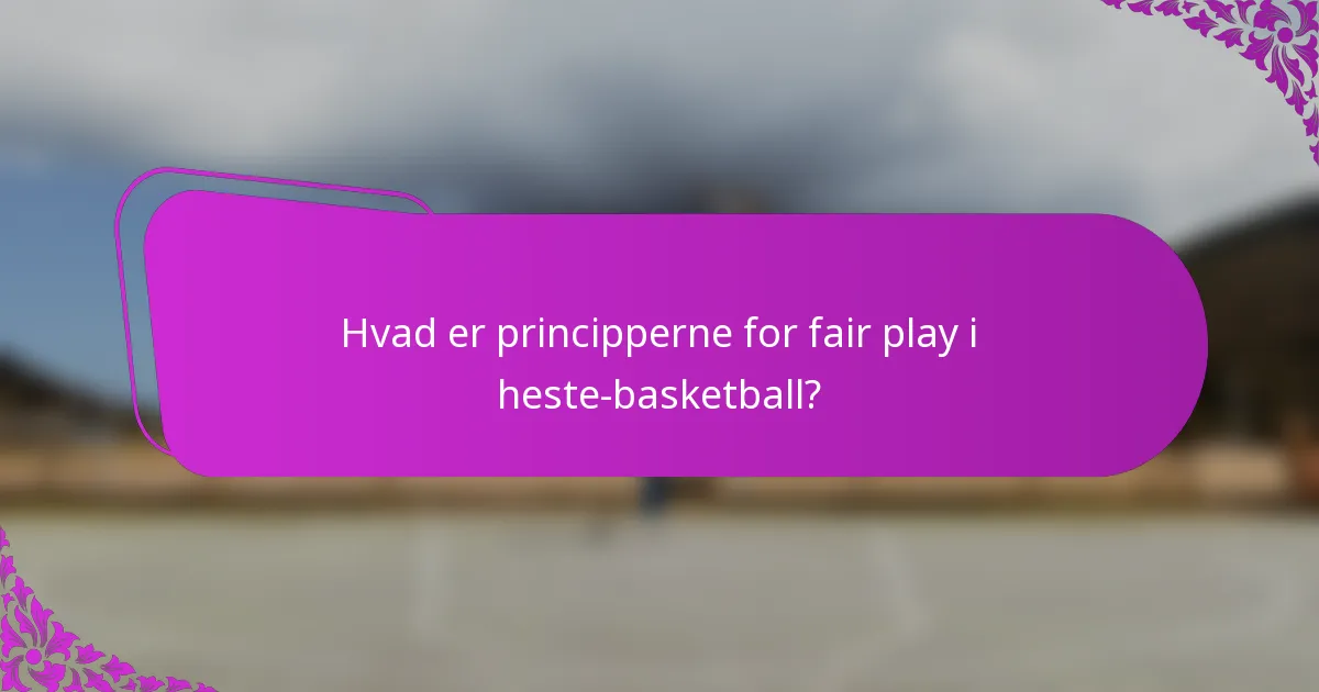 Hvad er principperne for fair play i heste-basketball?
