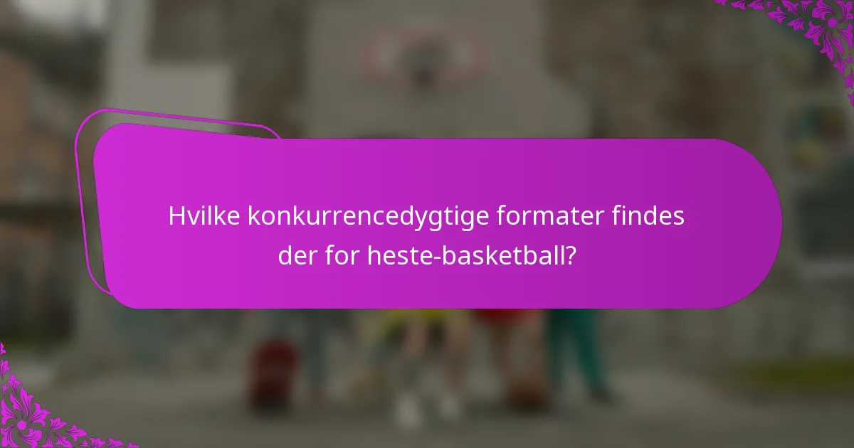 Hvilke konkurrencedygtige formater findes der for heste-basketball?