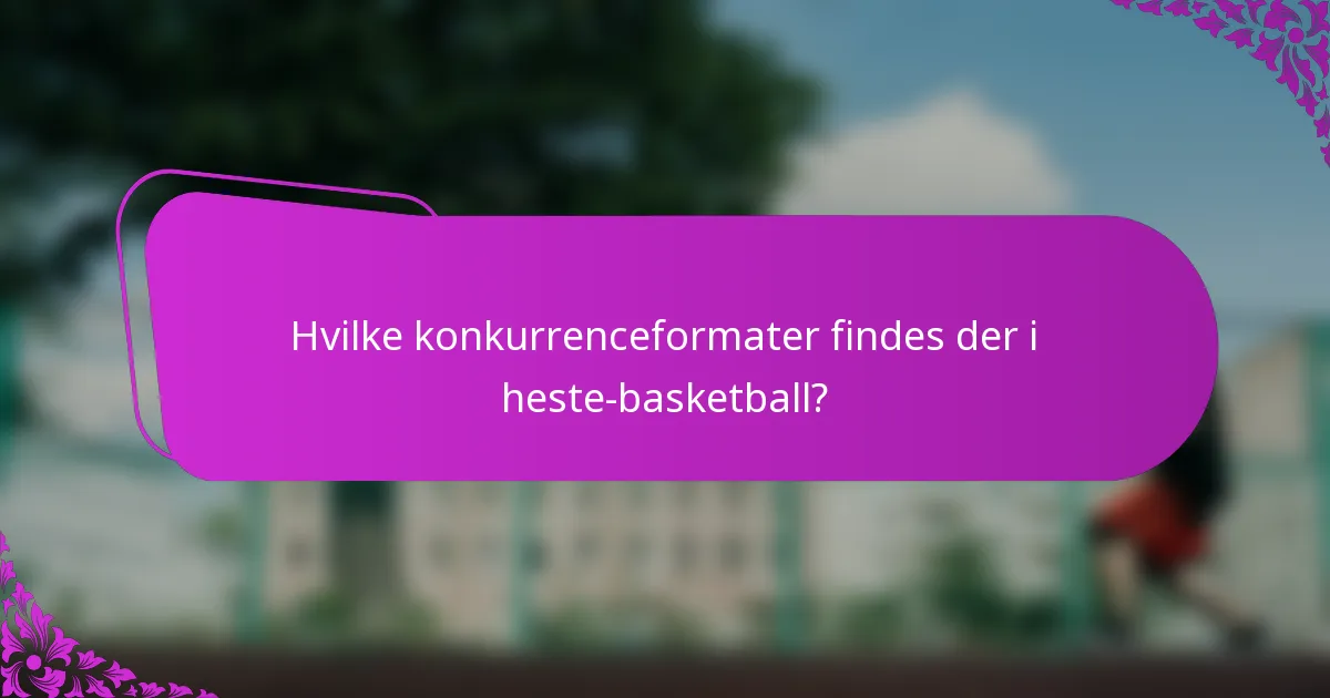 Hvilke konkurrenceformater findes der i heste-basketball?