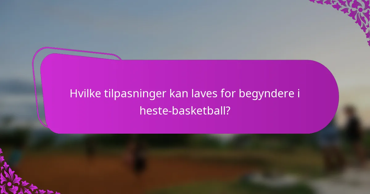 Hvilke tilpasninger kan laves for begyndere i heste-basketball?