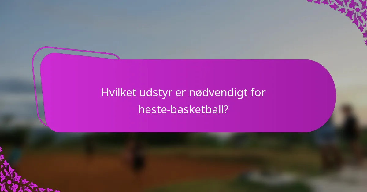 Hvilket udstyr er nødvendigt for heste-basketball?